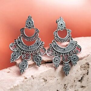 Silver Chandelier Pierced Earrings